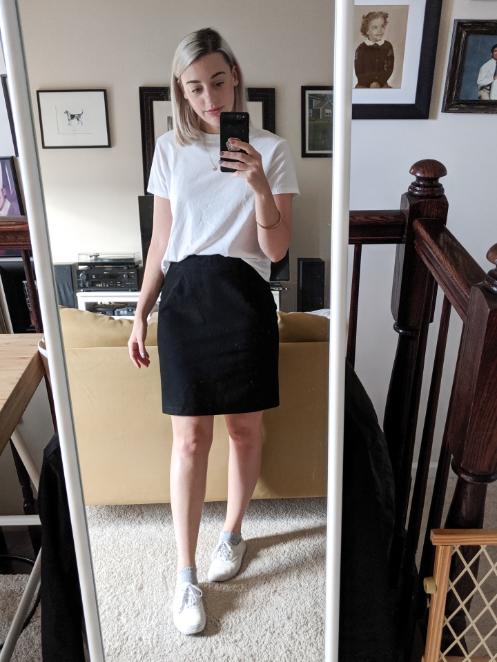 eileen fisher skirt outfit